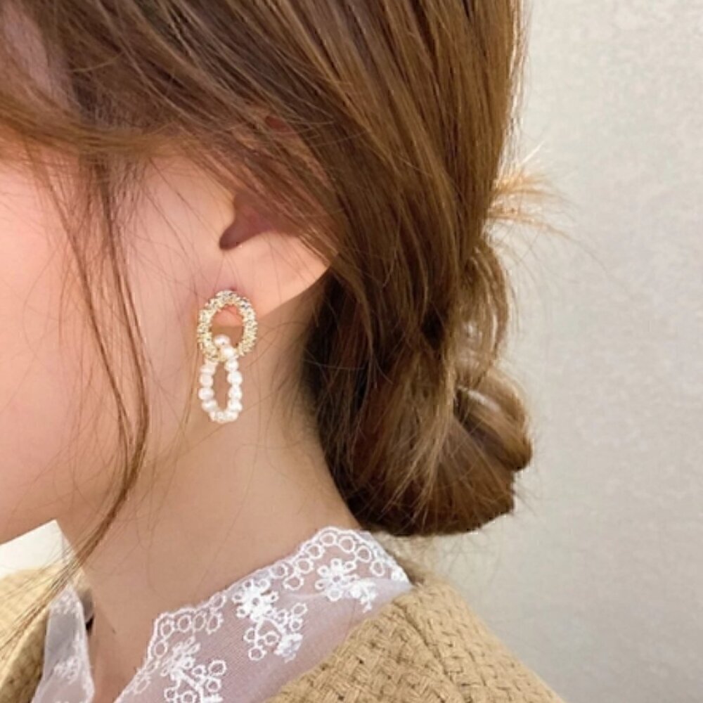 🍒Glitz Gold + Pearl Earrings